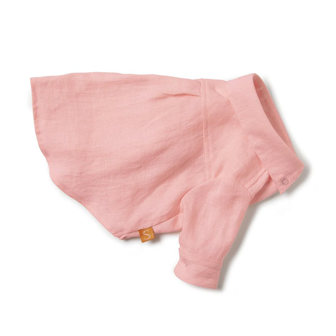 French Linen Shirt - Dusty Pink - Image 3