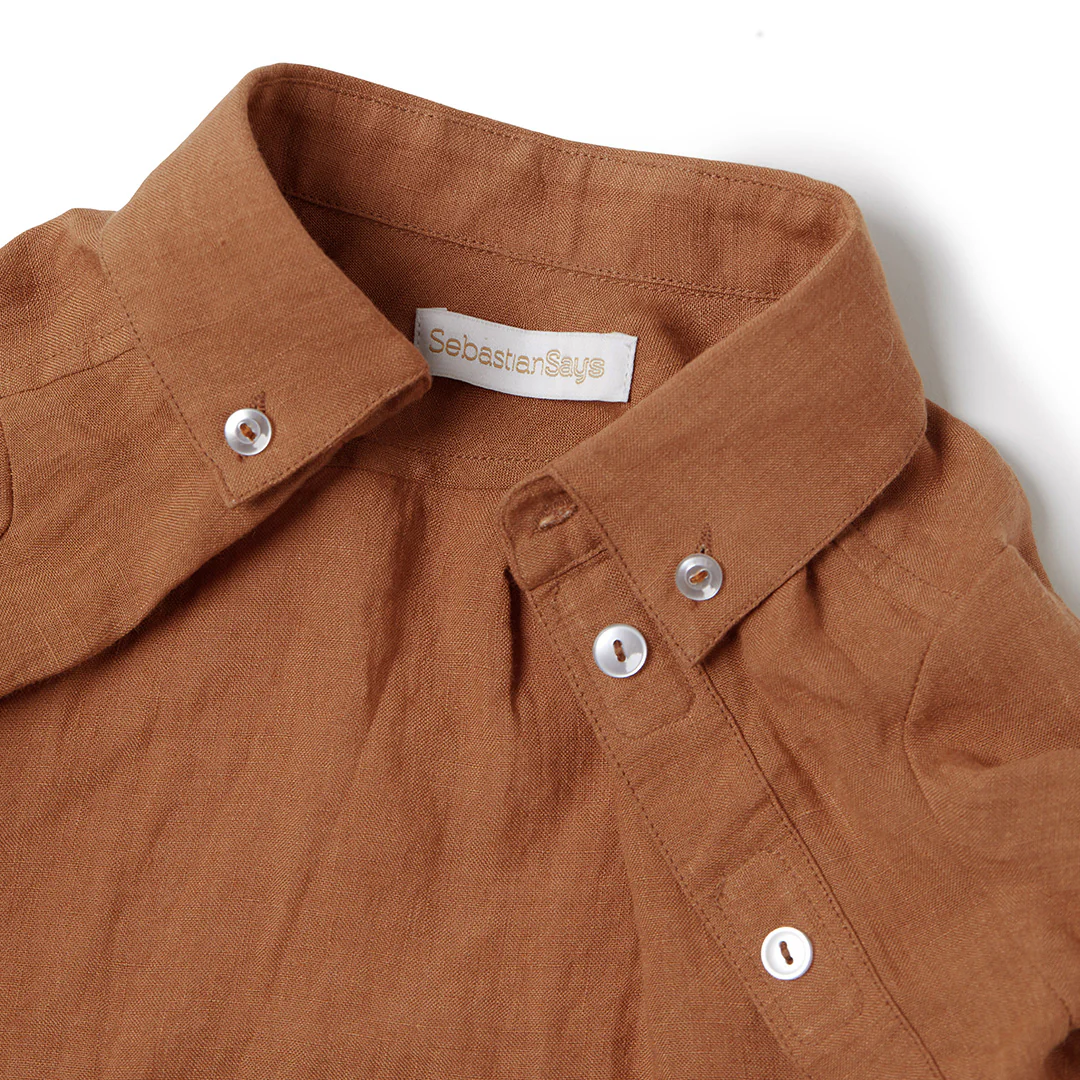 French Linen Shirt - Rust - Image 4