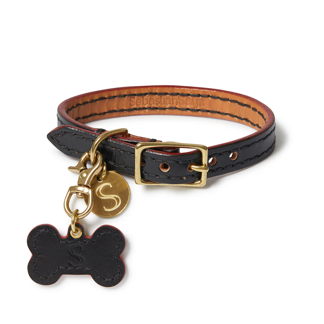 Leather Dog Bone Charm - Black - Image 3