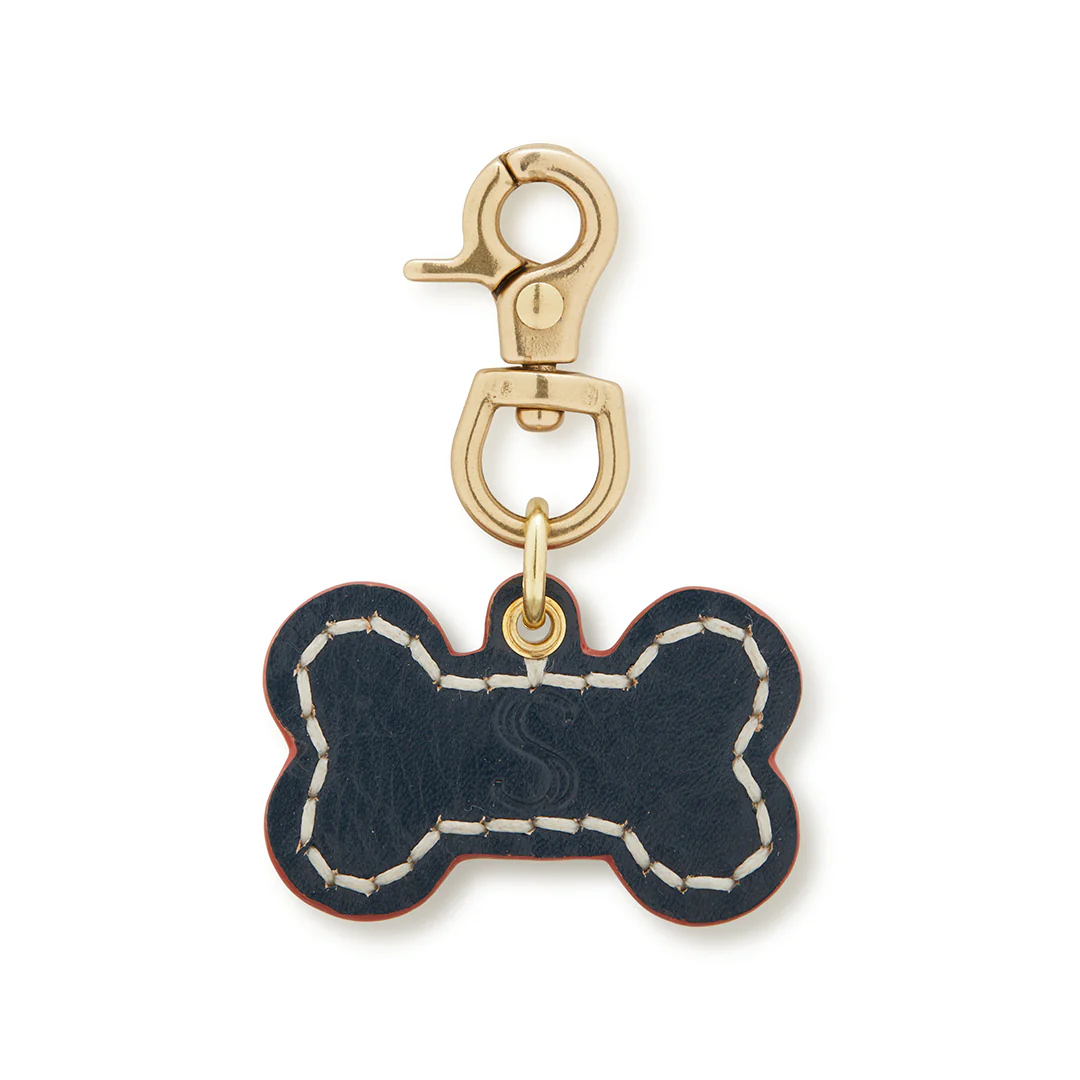 Leather Dog Bone Charm - Navy - Image 2