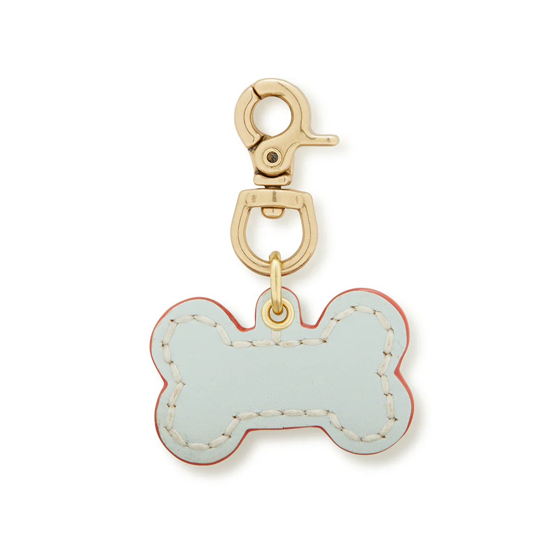 Leather Dog Bone - Ice Blue