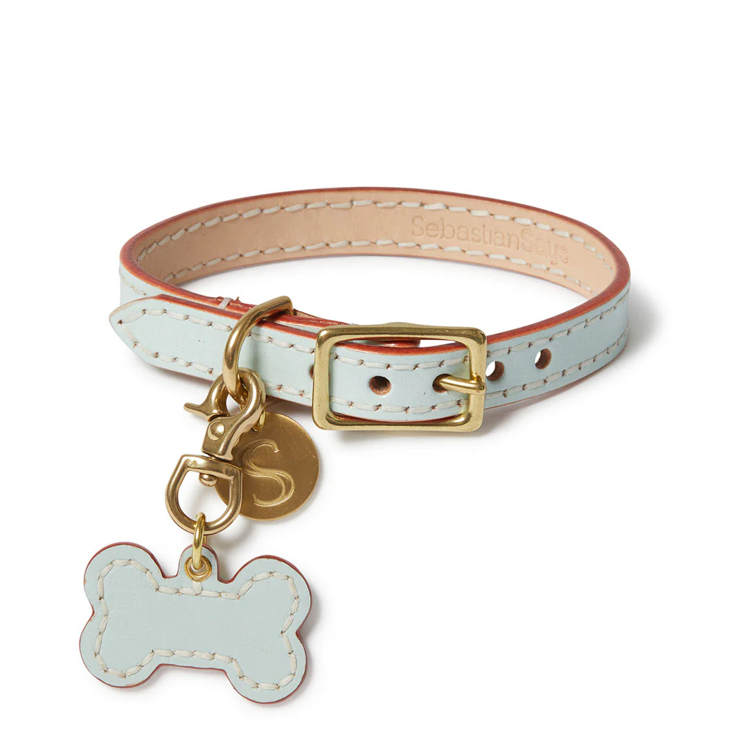 Leather Dog Bone - Ice Blue - Image 3