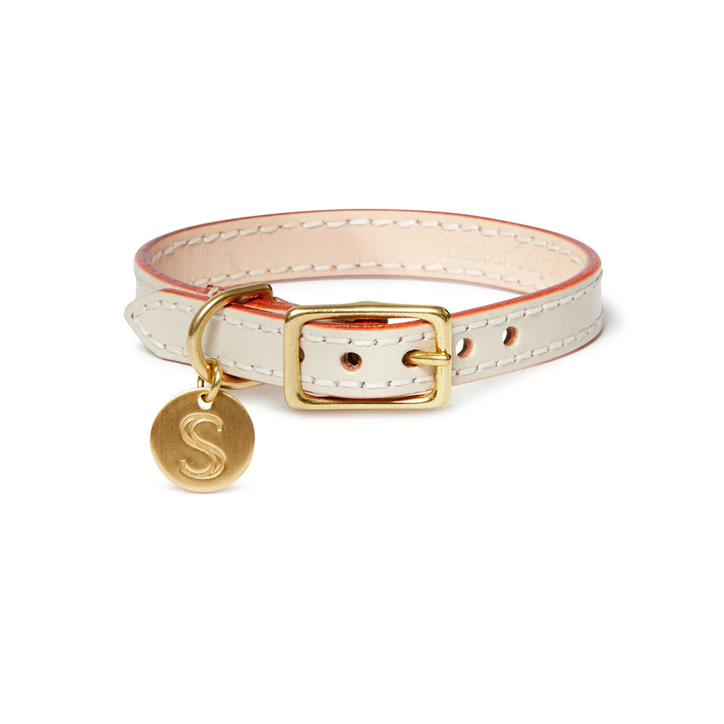 Leather Dog Collar - Beige - Image 3
