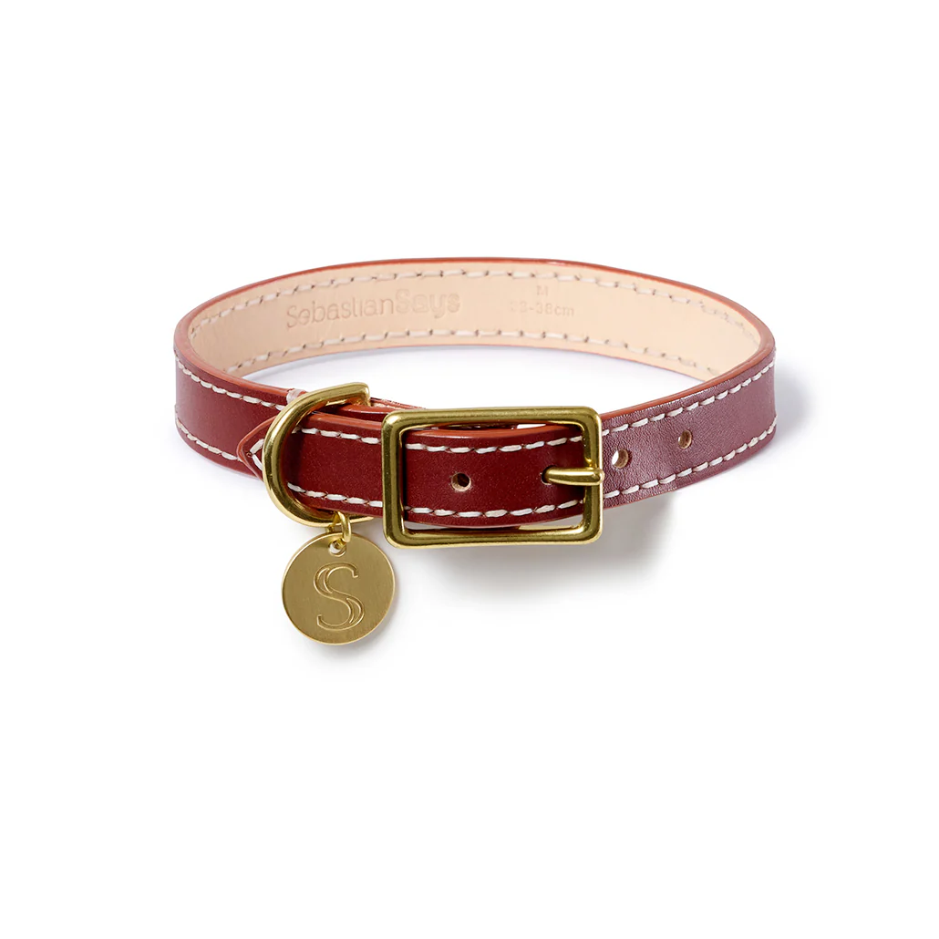 Leather Dog Collar - Cognac - Image 2