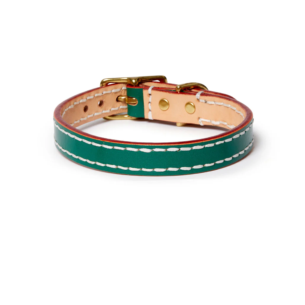 Leather Dog Collar - Green - Image 3
