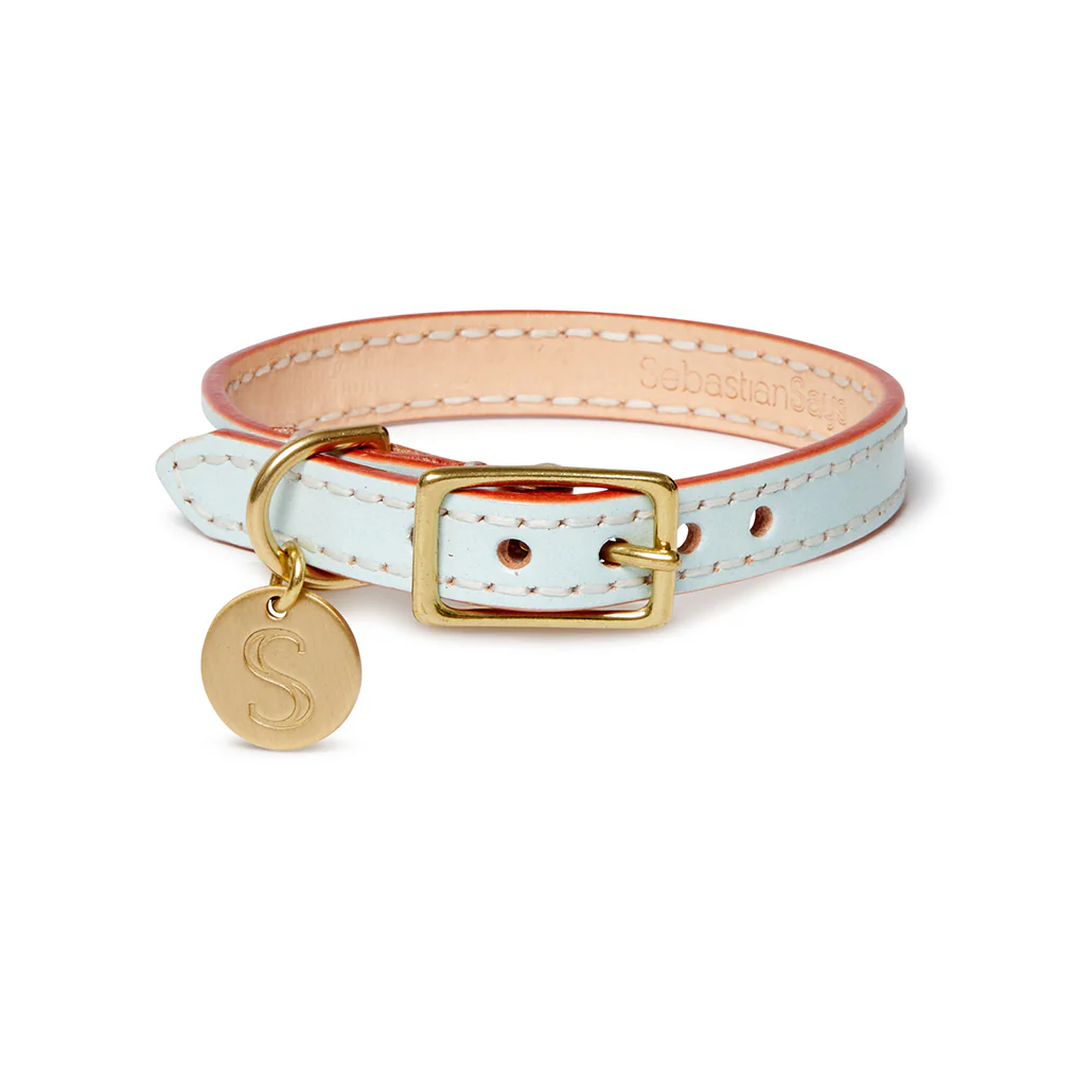 Leather Dog Collar - Ice Blue - Image 3
