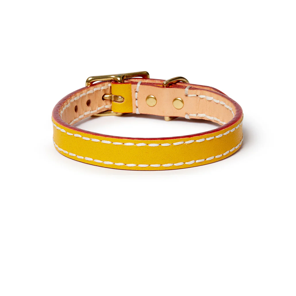 Leather Dog Collar - Mustard - Image 3