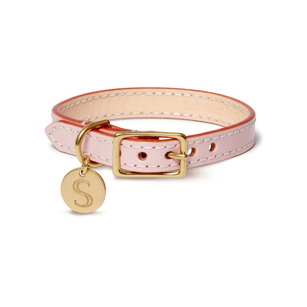 Leather Dog Collar - Soft Pink - Image 3