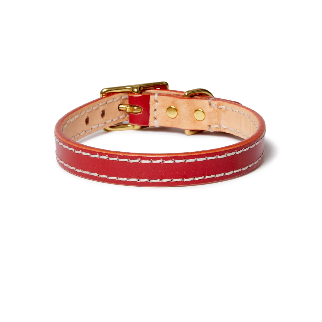 Leather Dog Collar - Terracotta Red - Image 3