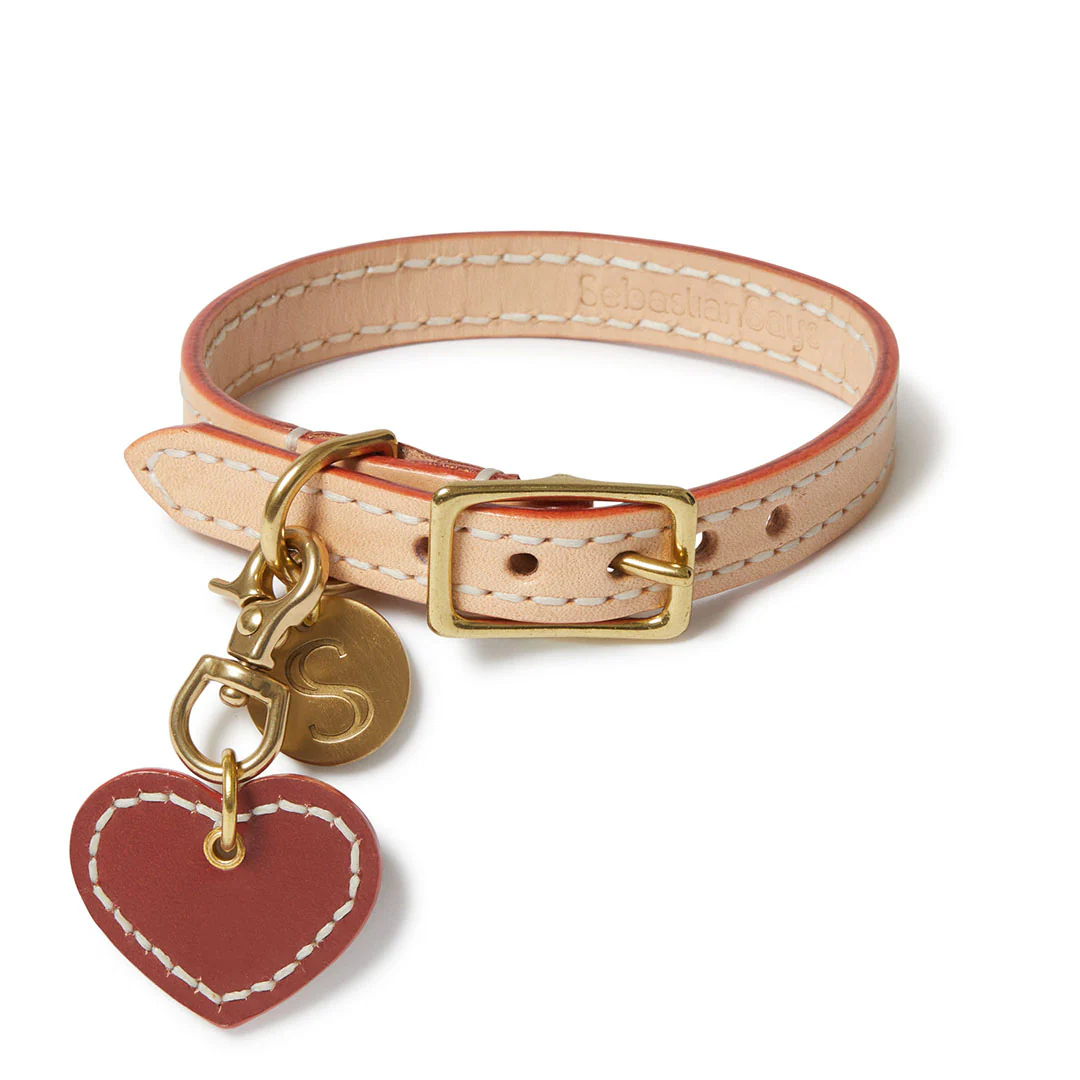 Leather Dog Heart Charm - Cognac - Image 3
