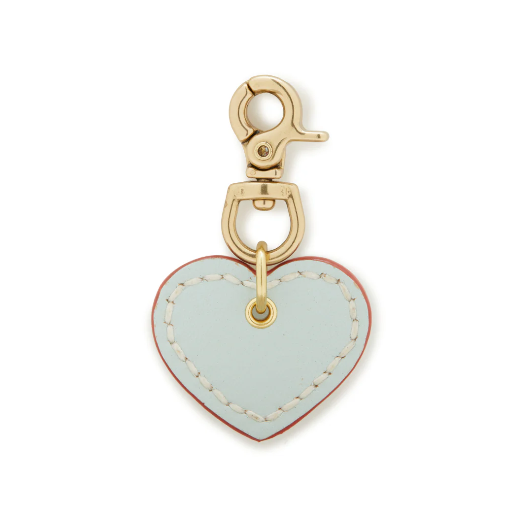 Leather Dog Heart Charm - Ice Blue