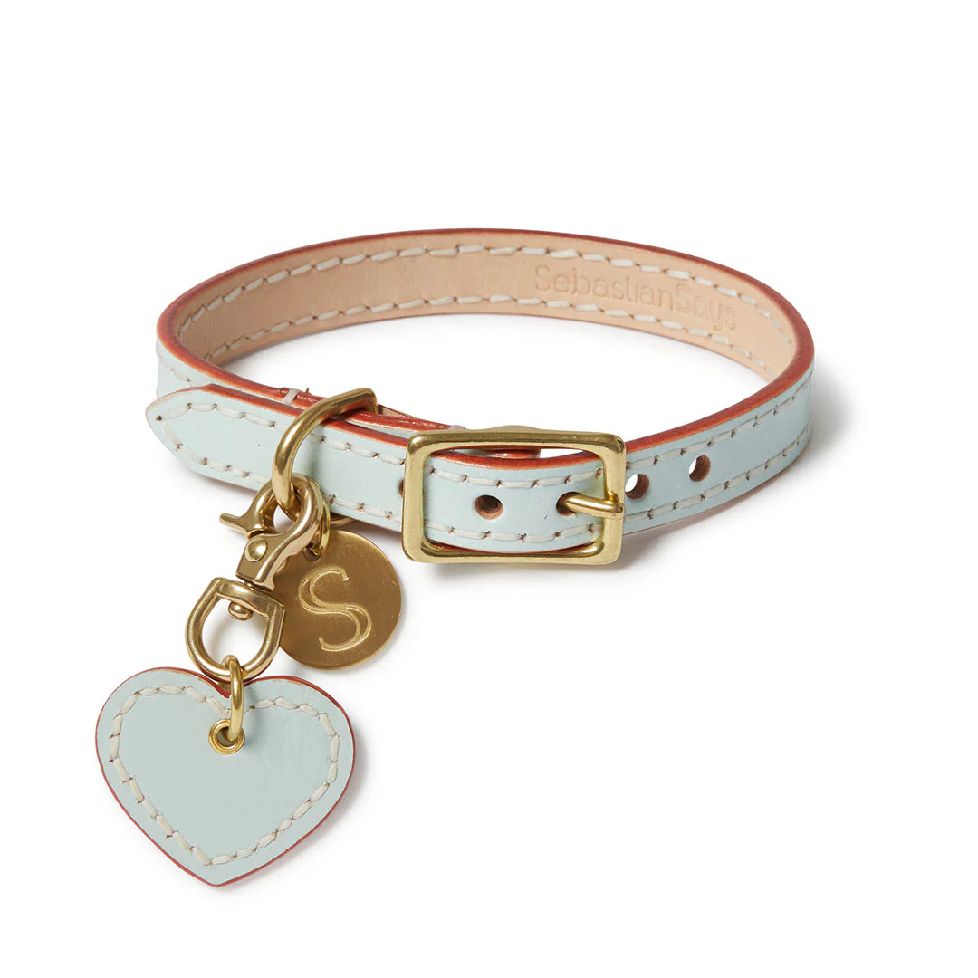Leather Dog Heart Charm - Ice Blue - Image 3