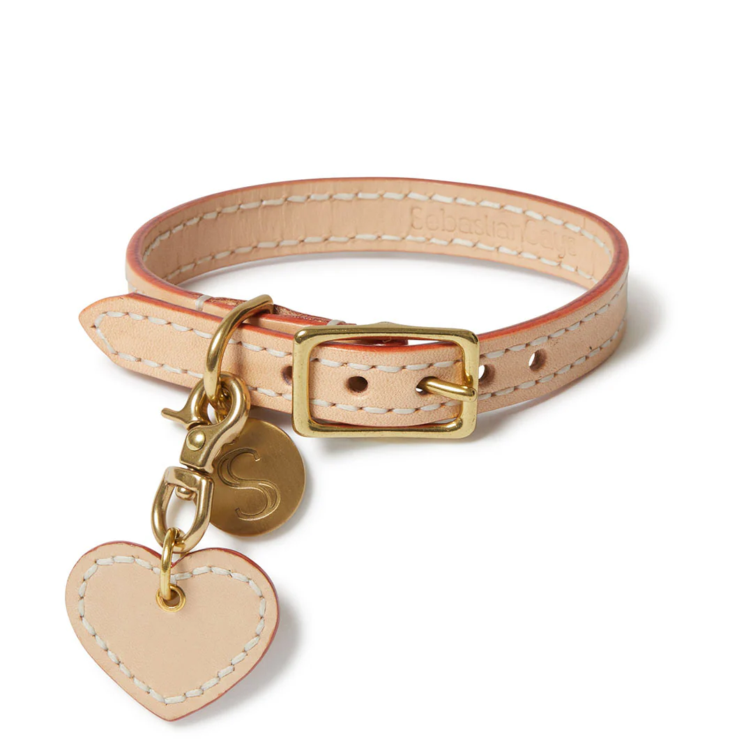 Leather Dog Heart Charm - Natural - Image 4