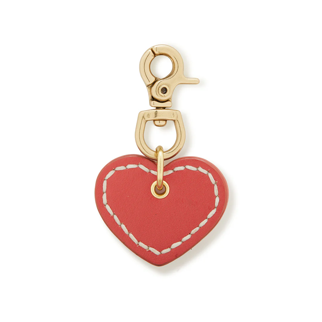 Leather Dog Heart Charm - Red
