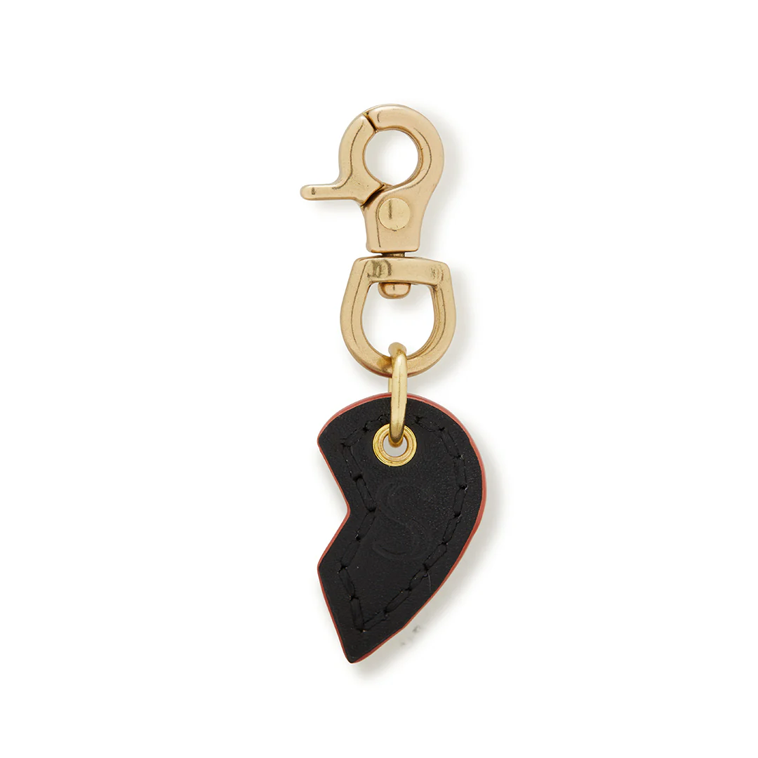 Leather Dog Split Heart Charm - Black - Image 3