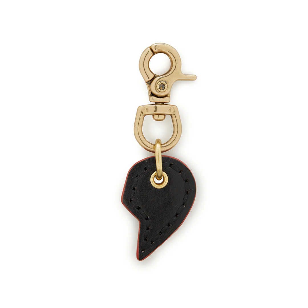 Leather Dog Split Heart Charm - Black - Image 4