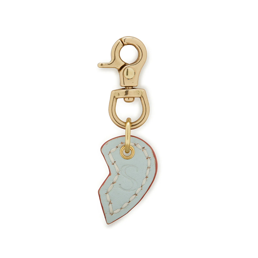 Leather Dog Split Heart Charm - Ice Blue - Image 3