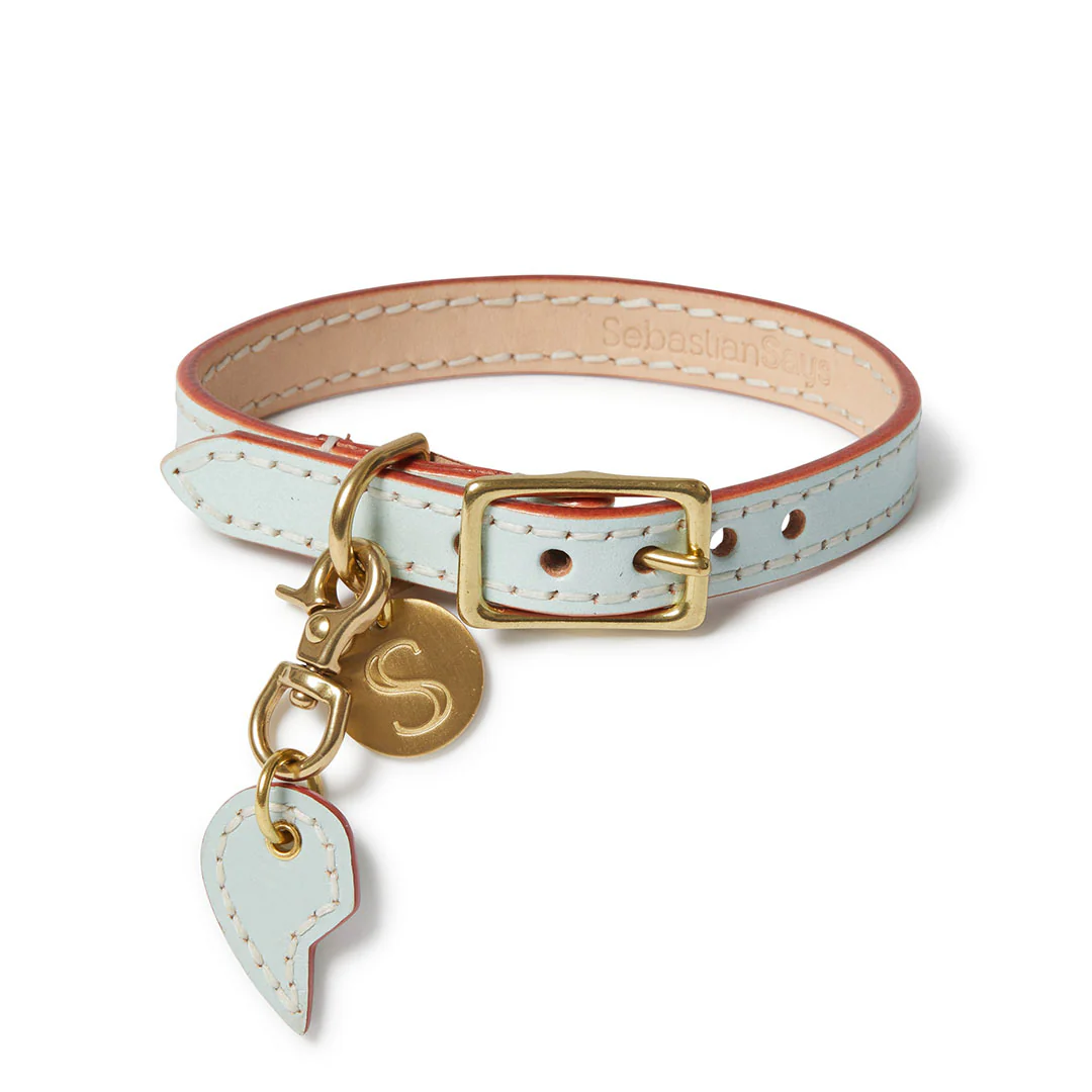 Leather Dog Split Heart Charm - Ice Blue - Image 6