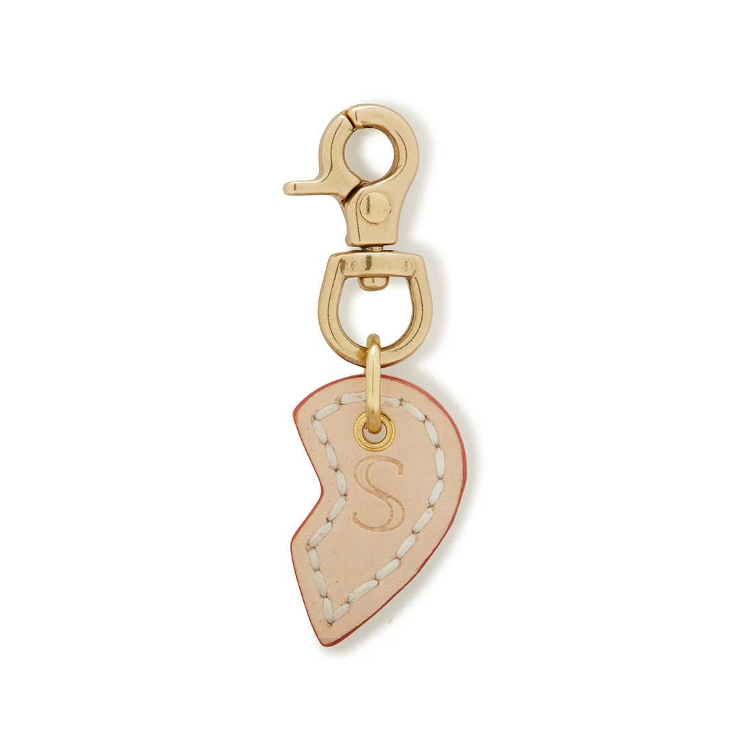 Leather Dog Split Heart Charm - Natural - Image 3