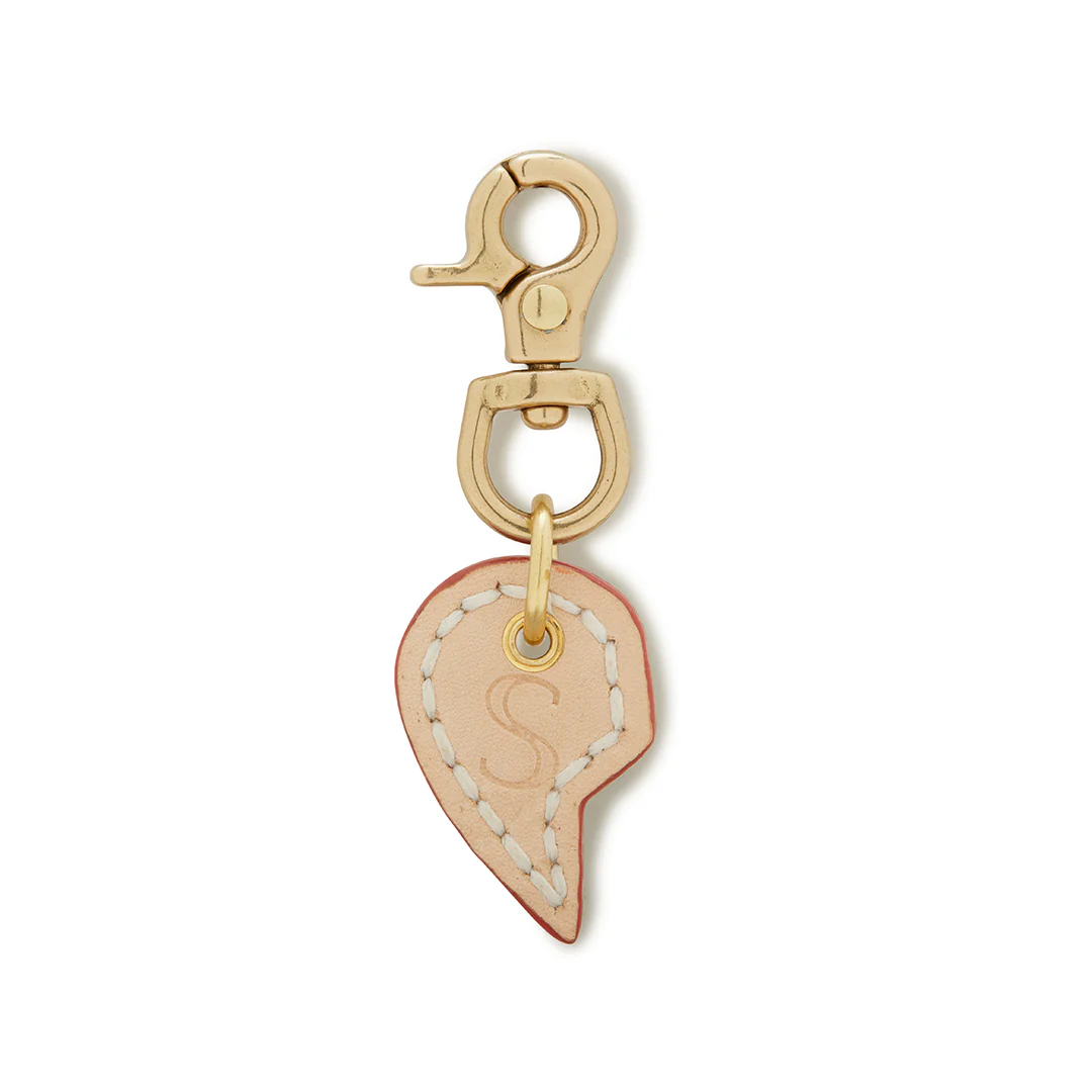 Leather Dog Split Heart Charm - Natural - Image 5