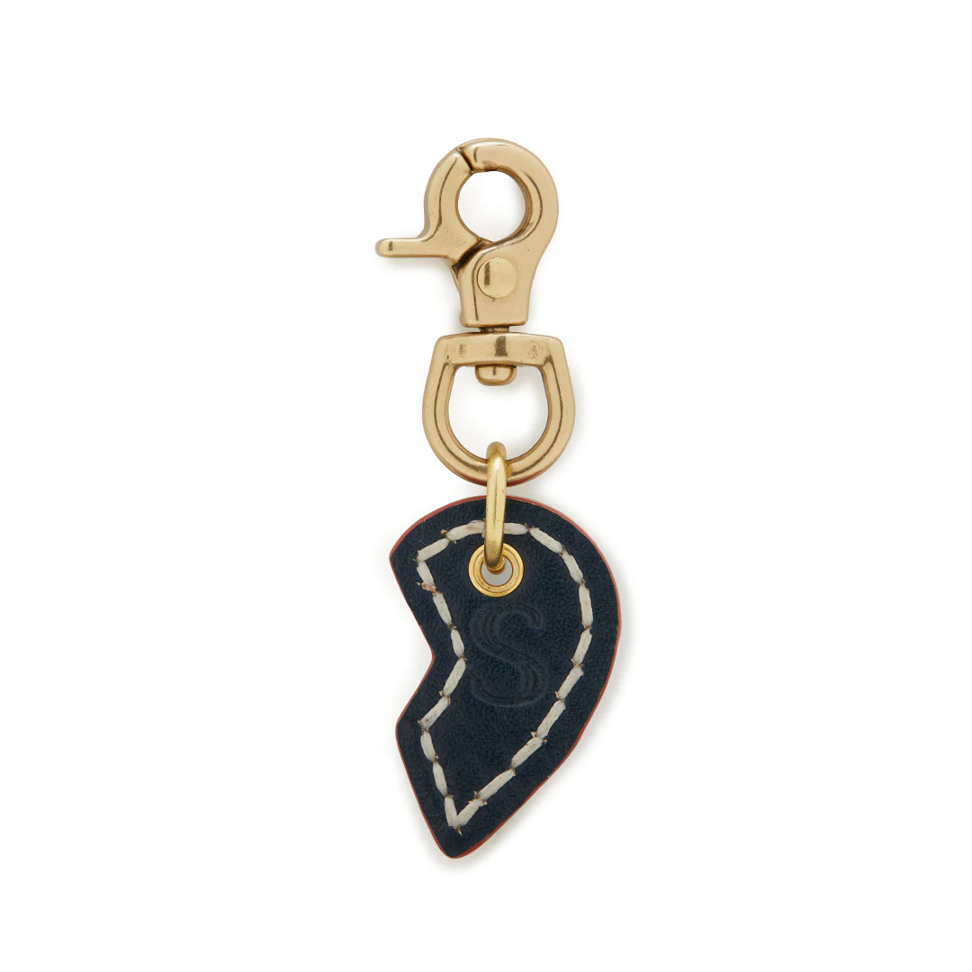 Leather Dog Split Heart Charm - Navy - Image 3