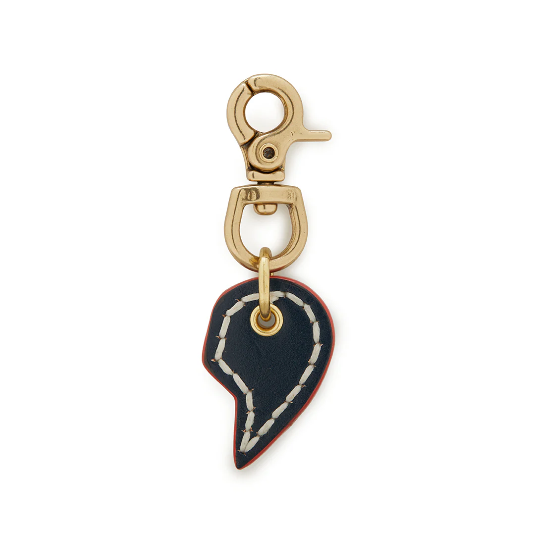 Leather Dog Split Heart Charm - Navy - Image 4
