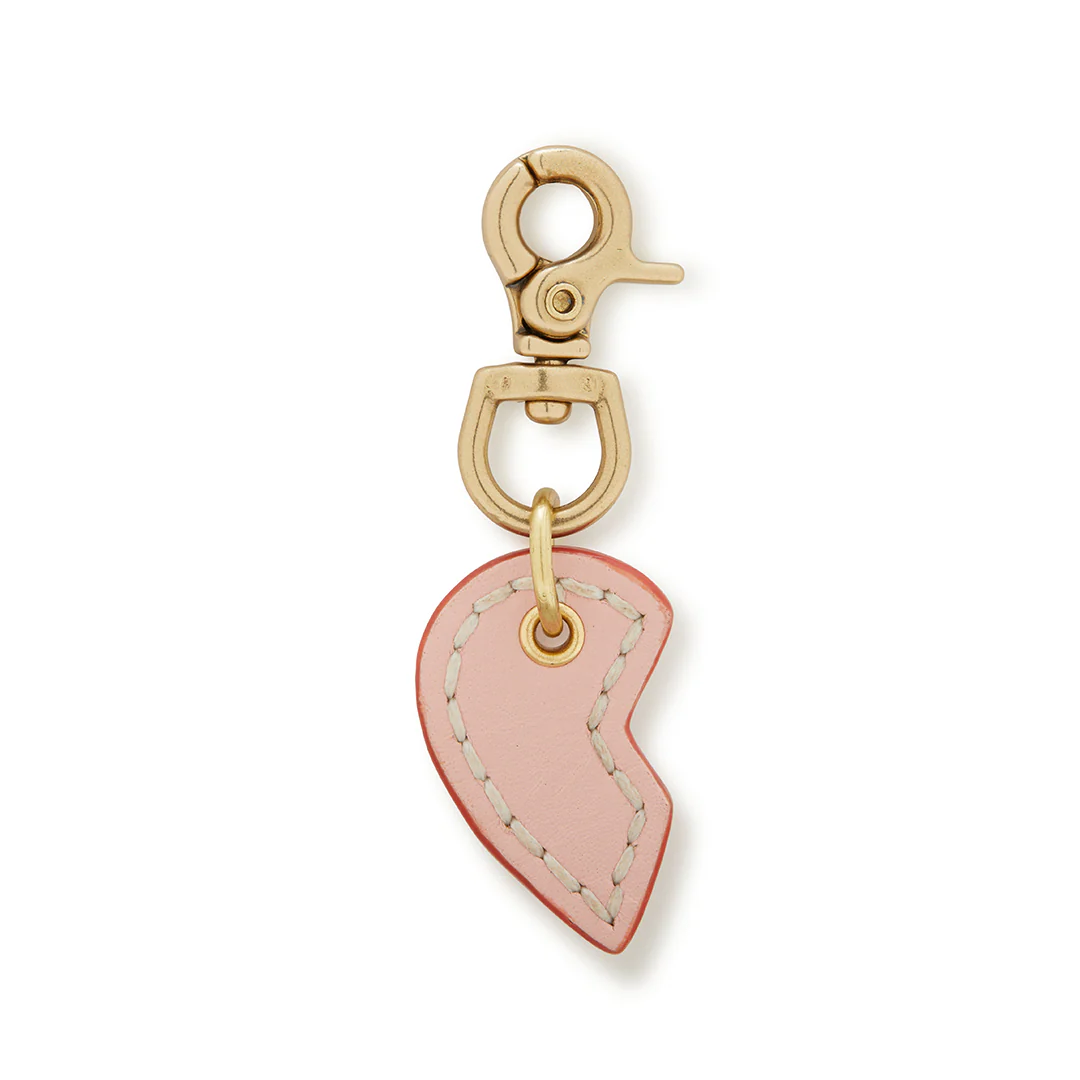 Leather Dog Split Heart Charm - Soft Pink - Image 2