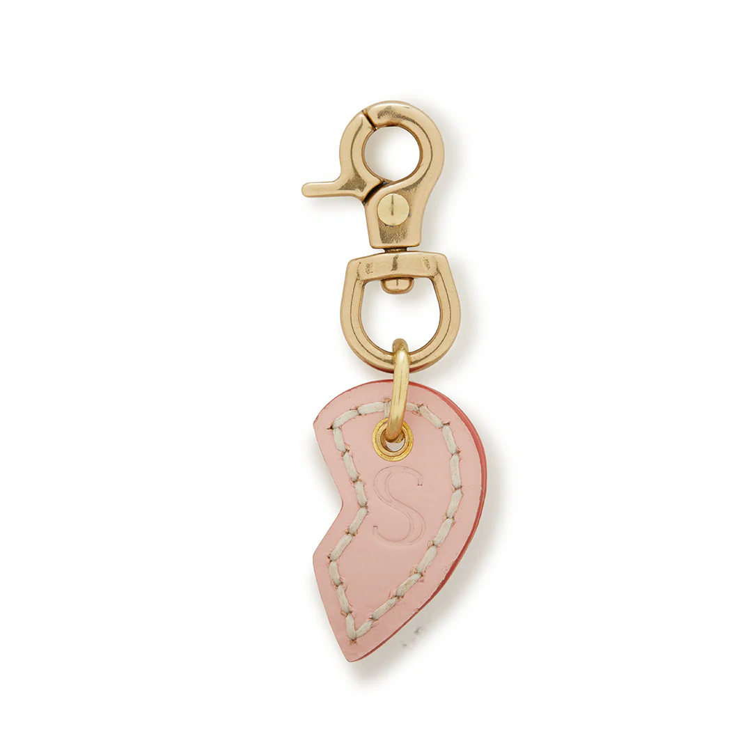 Leather Dog Split Heart Charm - Soft Pink - Image 3