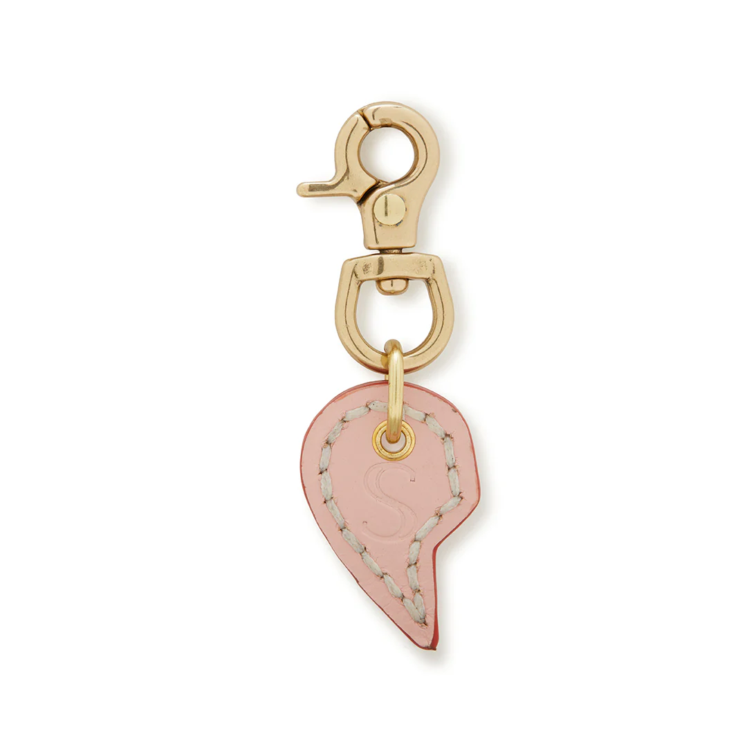 Leather Dog Split Heart Charm - Soft Pink - Image 5