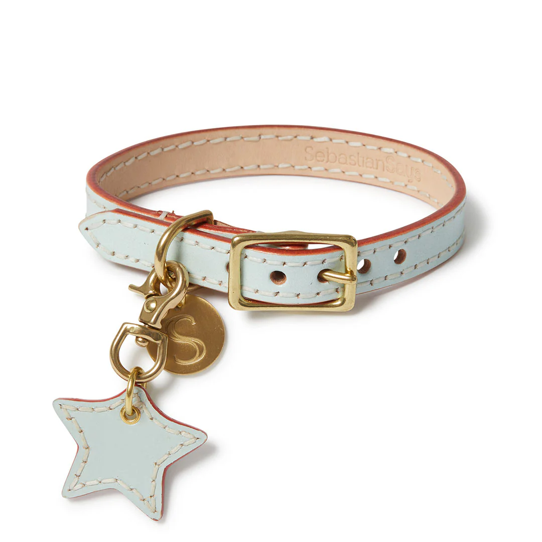 Leather Dog Star Charm - Ice Blue - Image 3