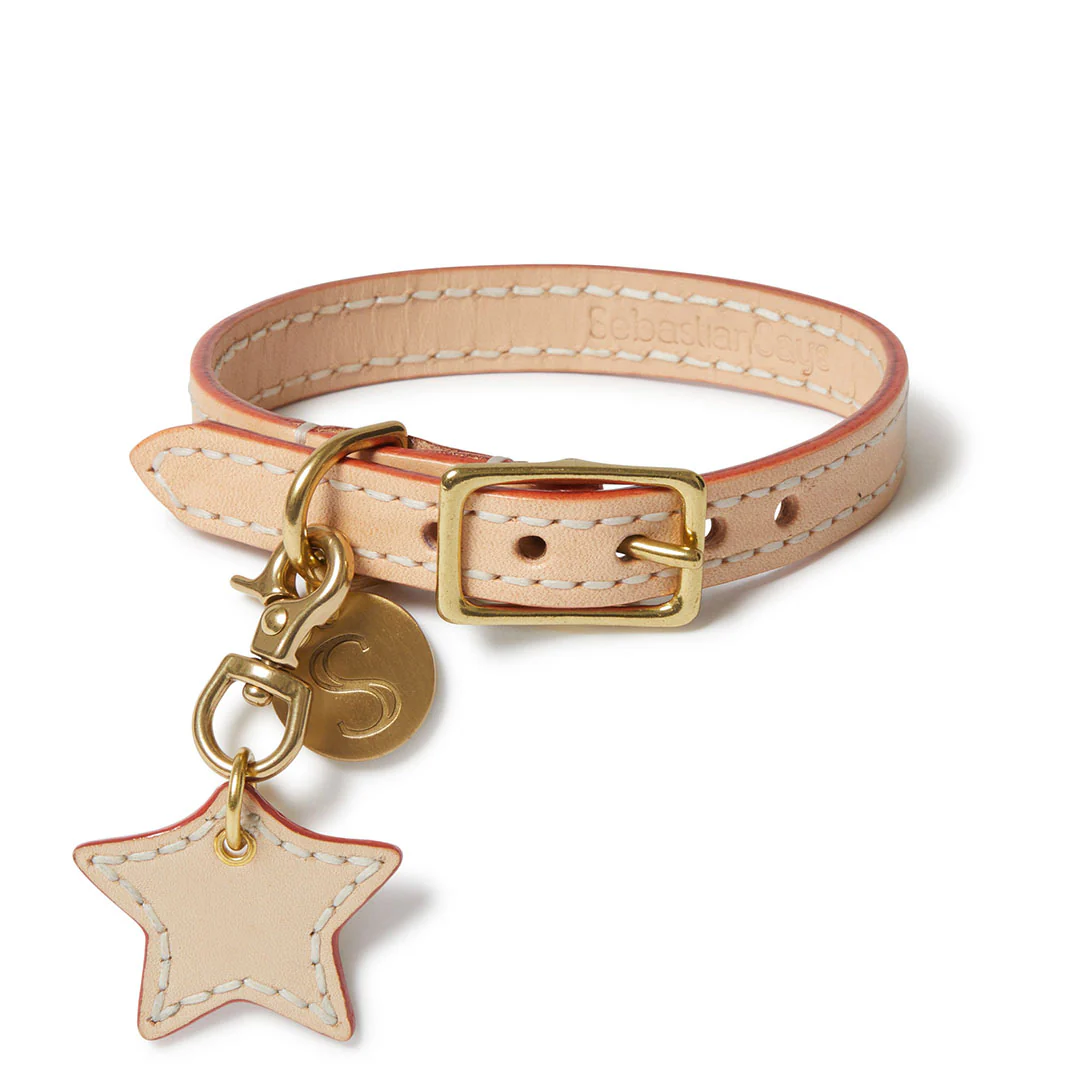 Leather Dog Star Charm - Natural - Image 4