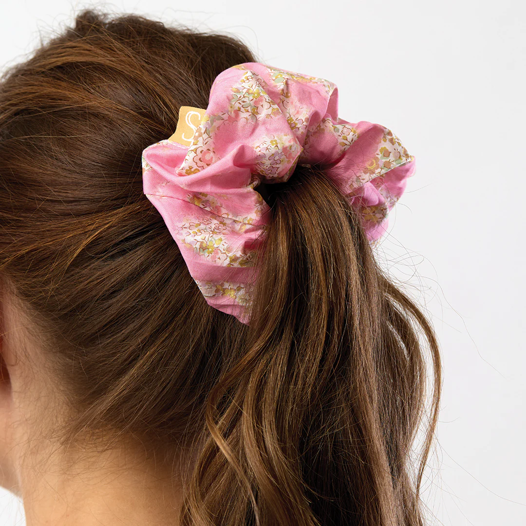 Liberty Large Hair Scrunchie - Pink Hearts - Image 2