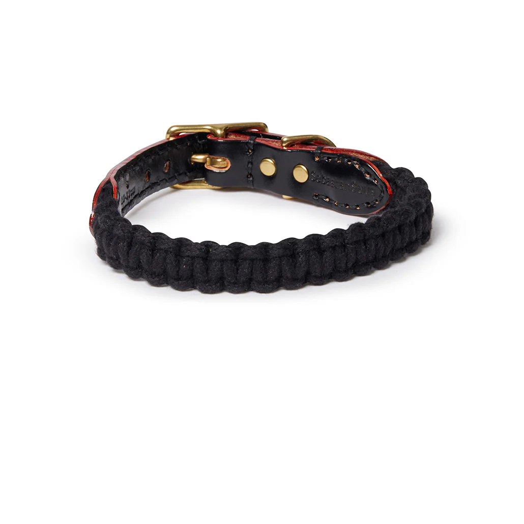 Macramé/Leather Dog Collar - Black - Image 3