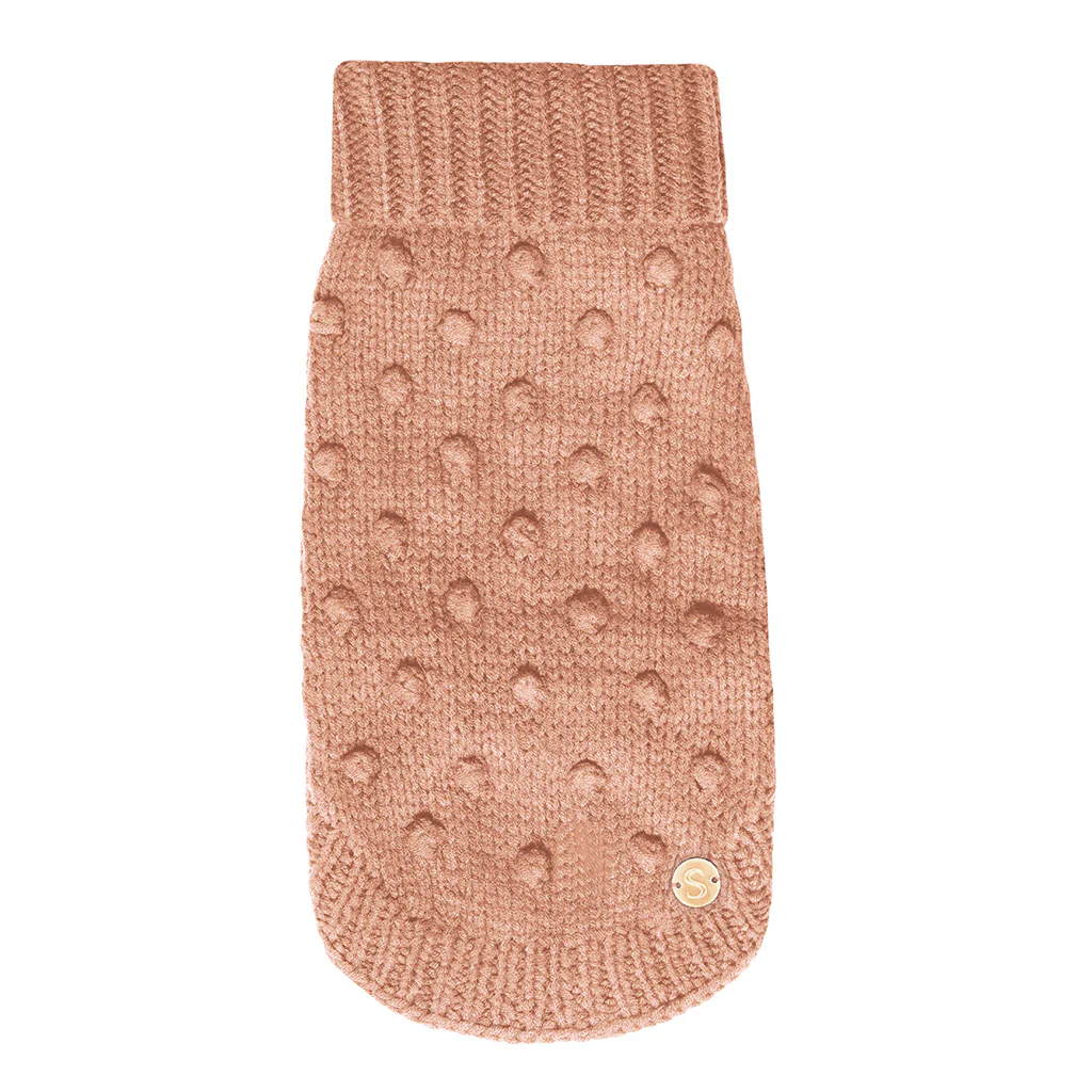 Merino Wool Bobble Knit Dog Sweater - Blush - Image 3