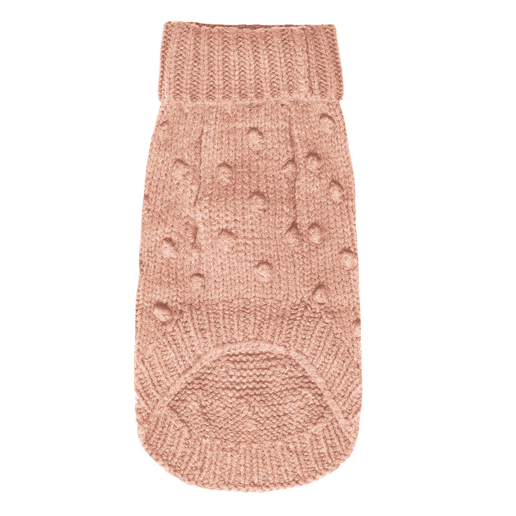 Merino Wool Bobble Knit Dog Sweater - Blush - Image 4