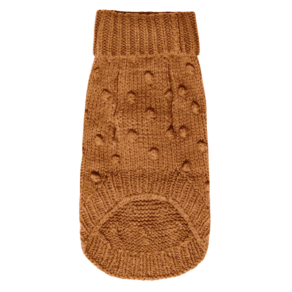 Merino Wool Bobble Knit Dog Sweater - Caramel - Image 4