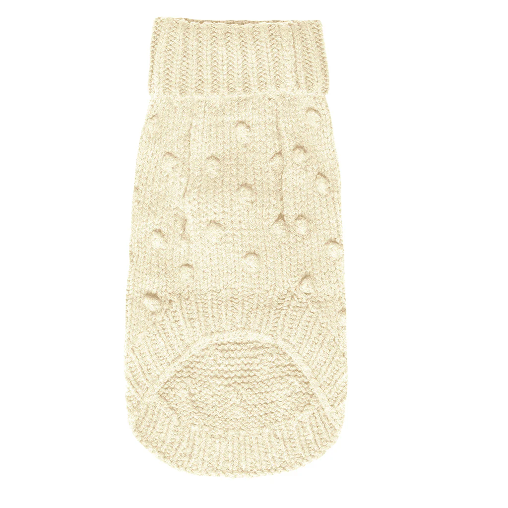 Merino Wool Bobble Knit Dog Sweater - Milk - Image 4