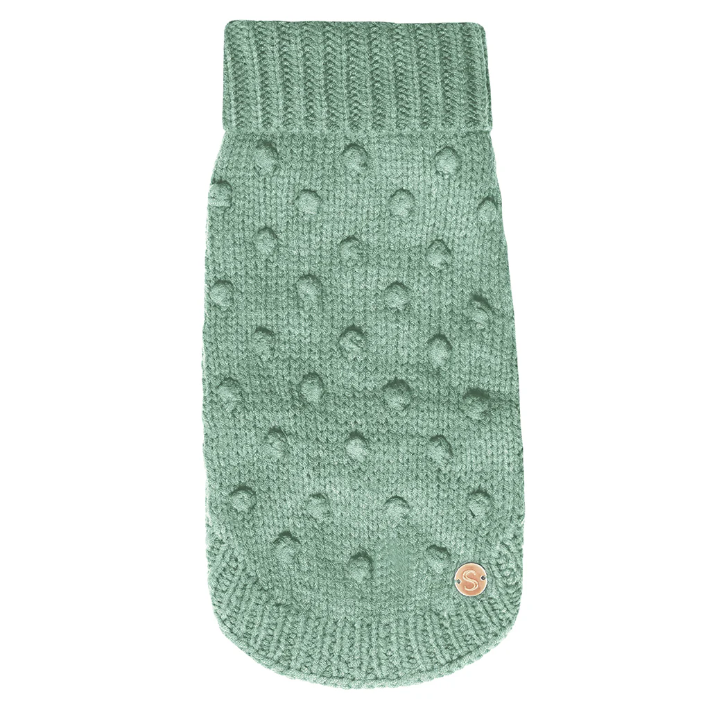Merino Wool Bobble Knit Dog Sweater - Mint - Image 4