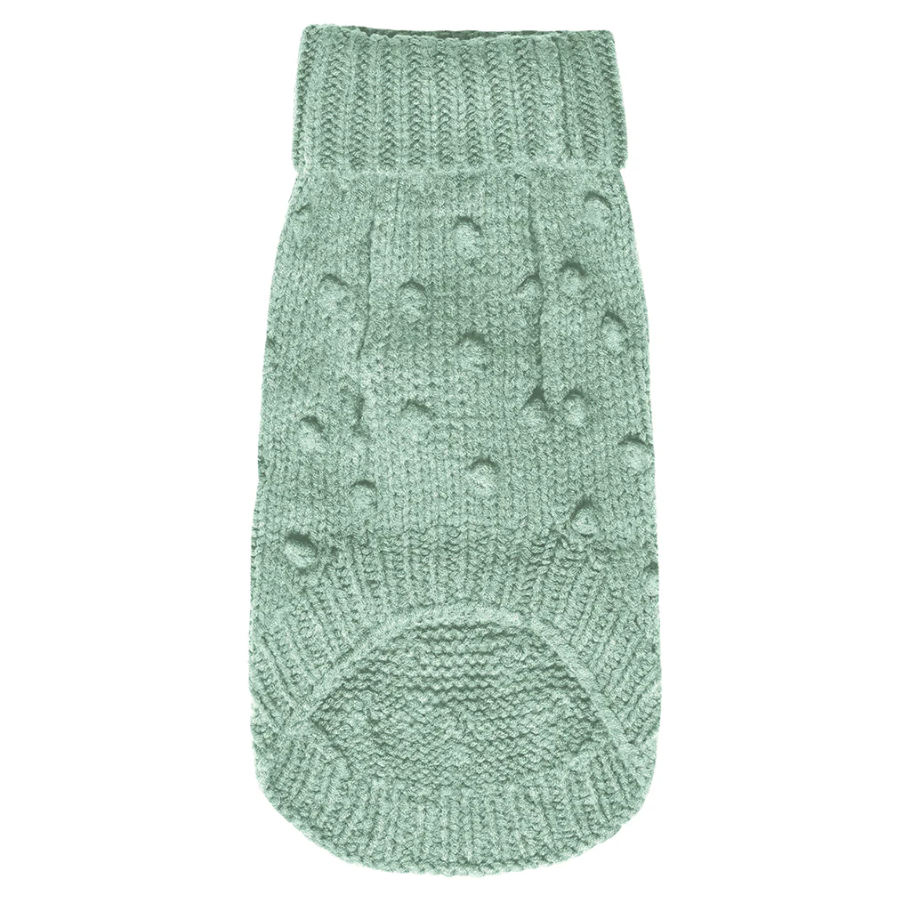 Merino Wool Bobble Knit Dog Sweater - Mint - Image 5