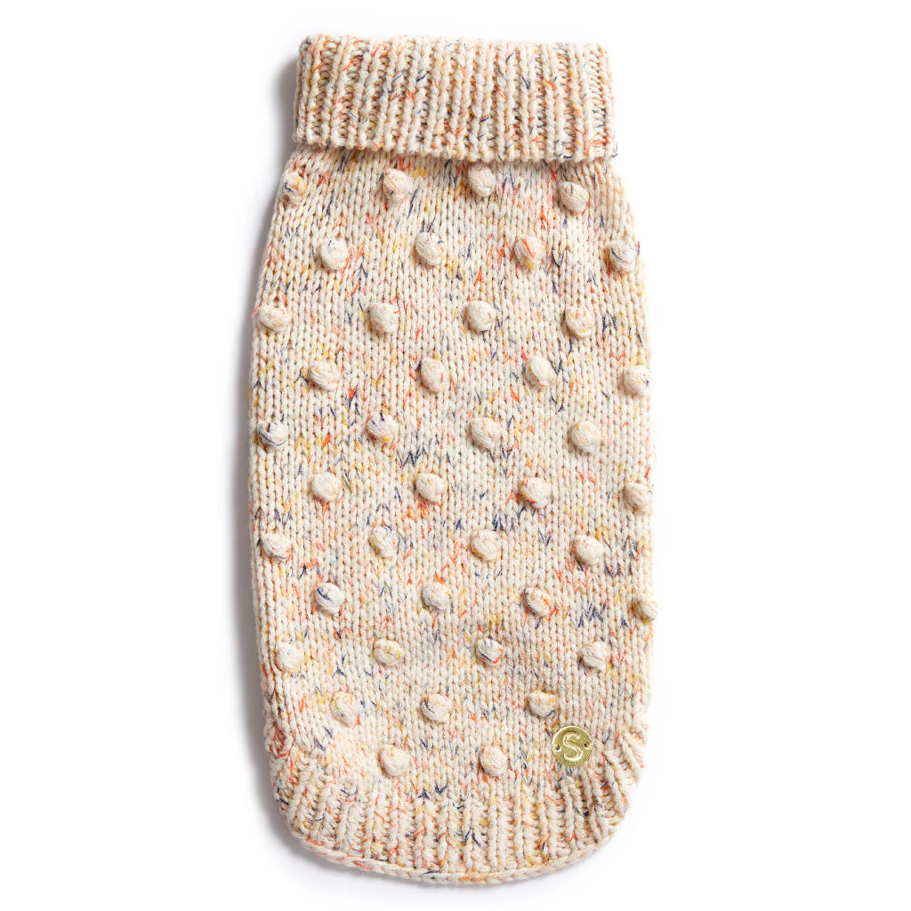 Merino Wool Bobble Knit Dog Sweater - Speckle - Image 3