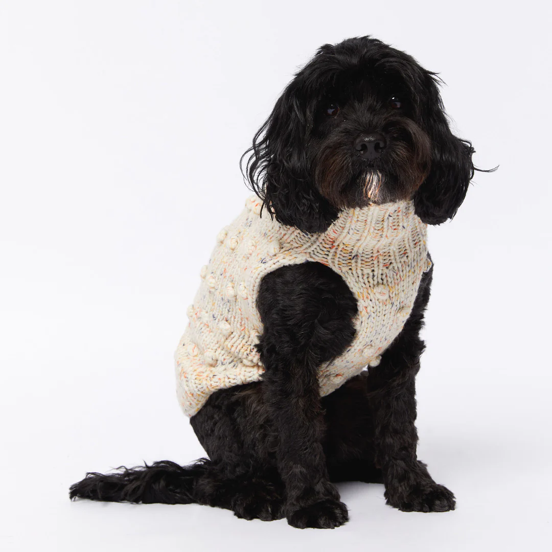 Merino Wool Bobble Knit Dog Sweater - Speckle - Image 6