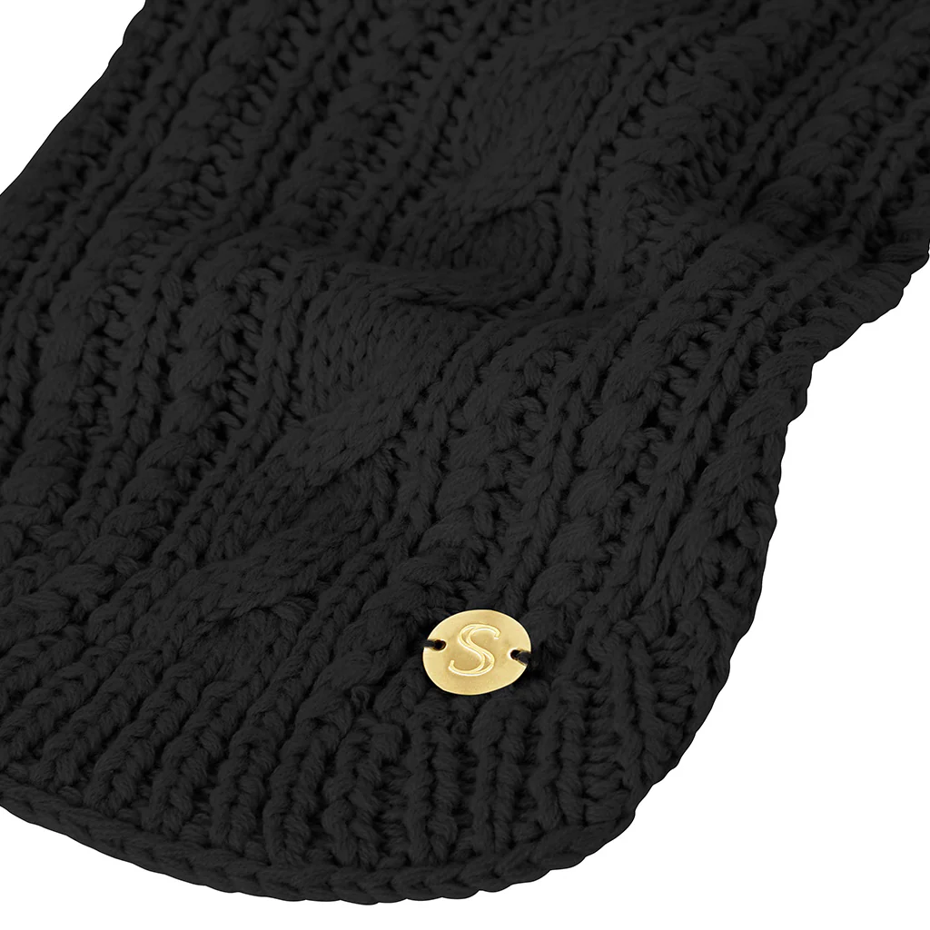 Merino Wool Cable Knit Dog Sweater - Black - Image 6