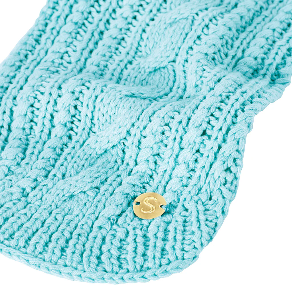 Merino Wool Cable Knit Dog Sweater - Blue - Image 5