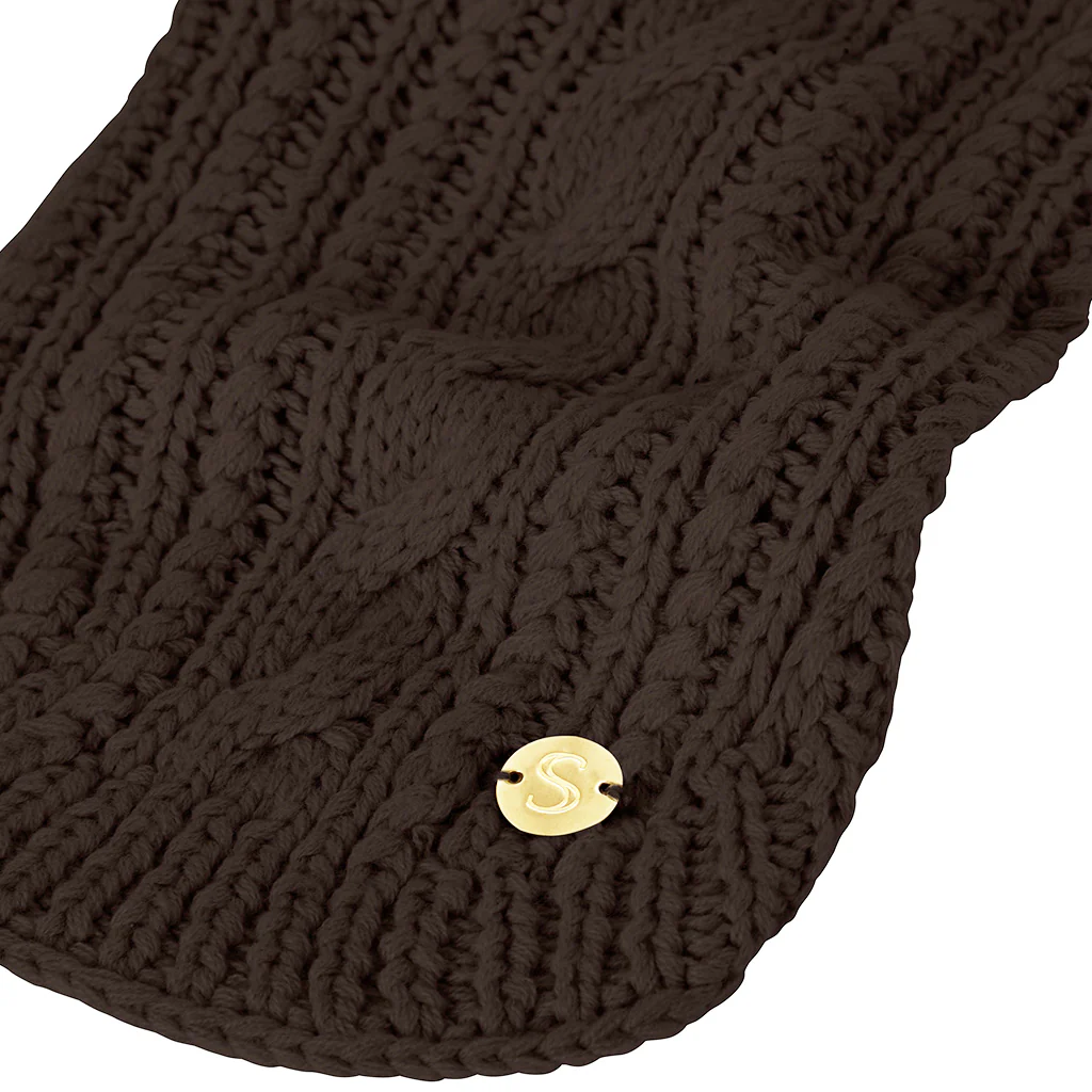 Merino Wool Cable Knit Dog Sweater - Brown - Image 5