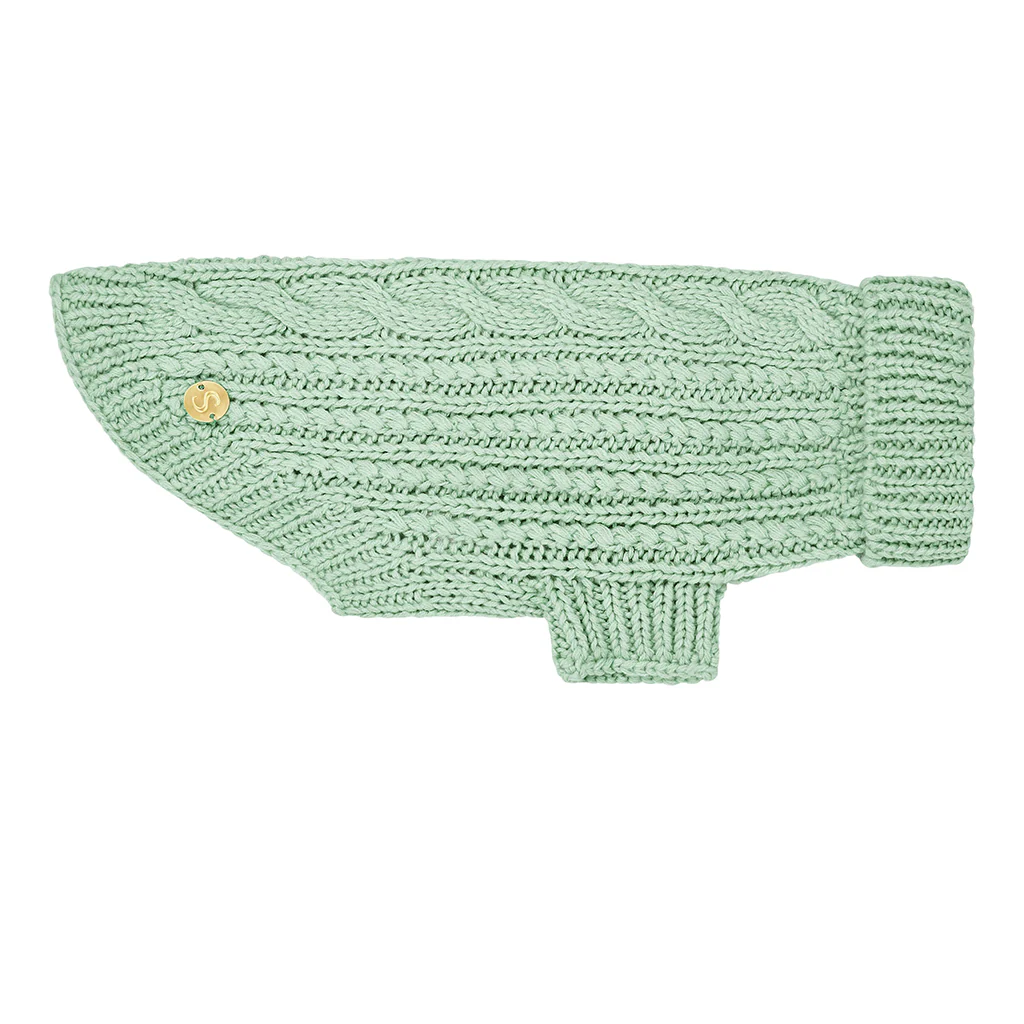 Merino Wool Cable Knit Dog Sweater - Mint - Image 2