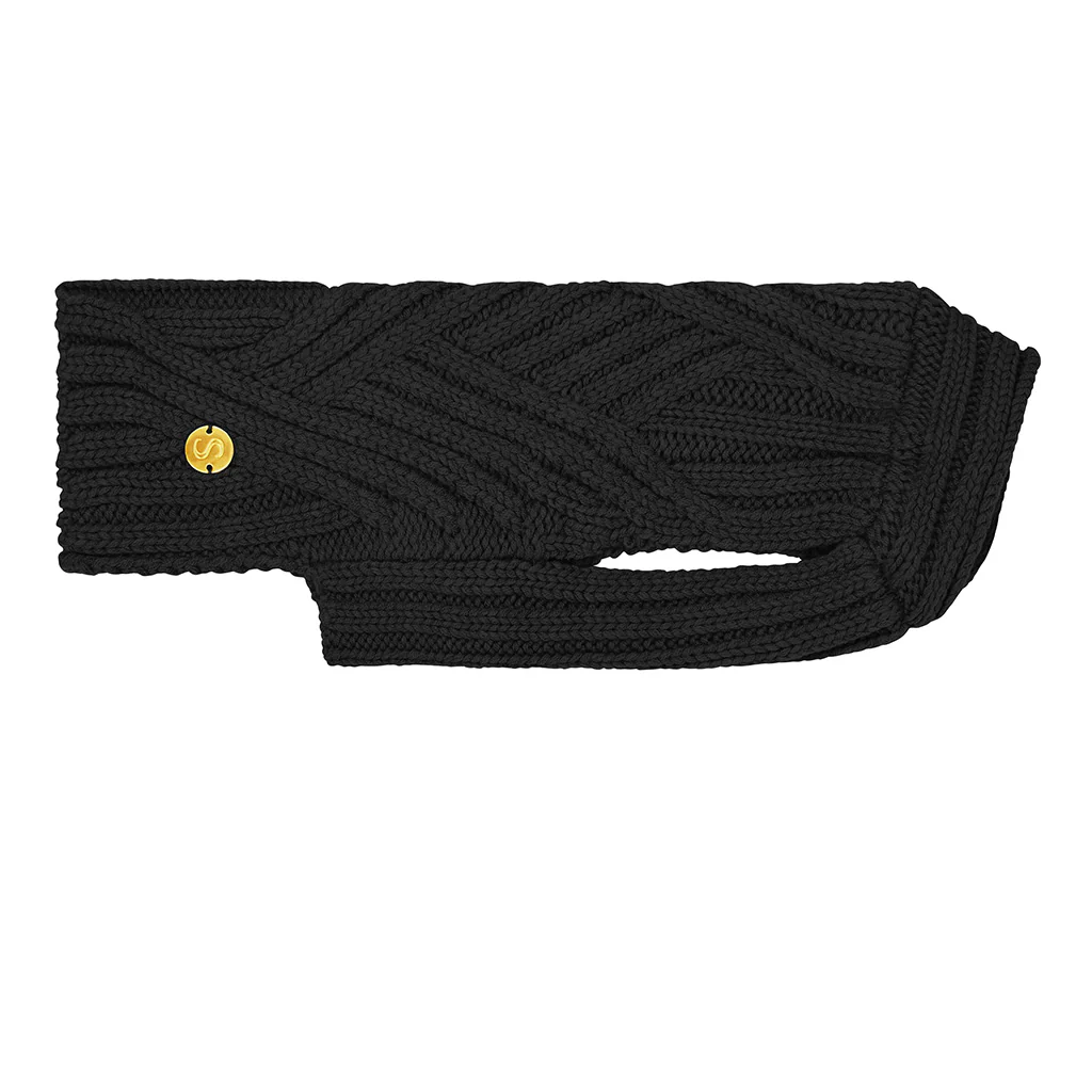 Merino Wool Weave Knit Dog Sweater - Black - Image 2