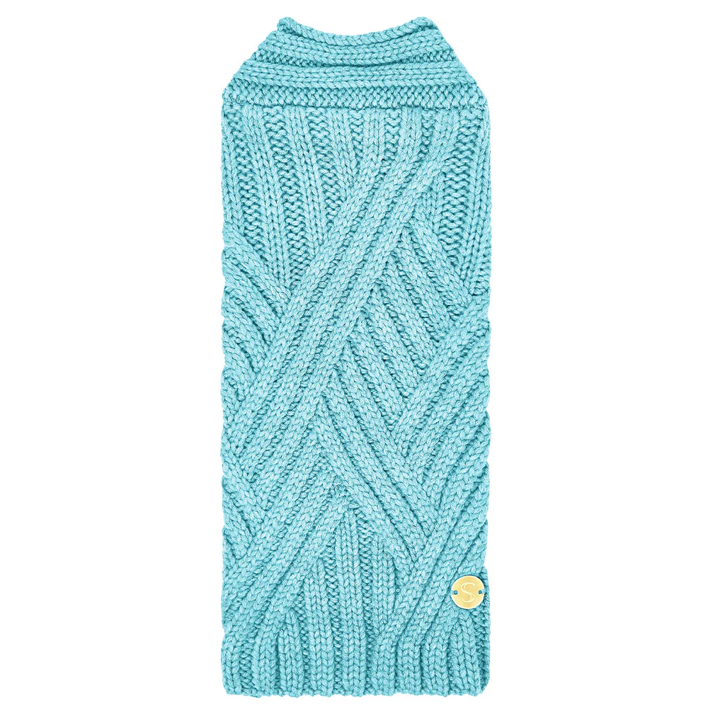 Merino Wool Weave Knit Dog Sweater - Blue - Image 3