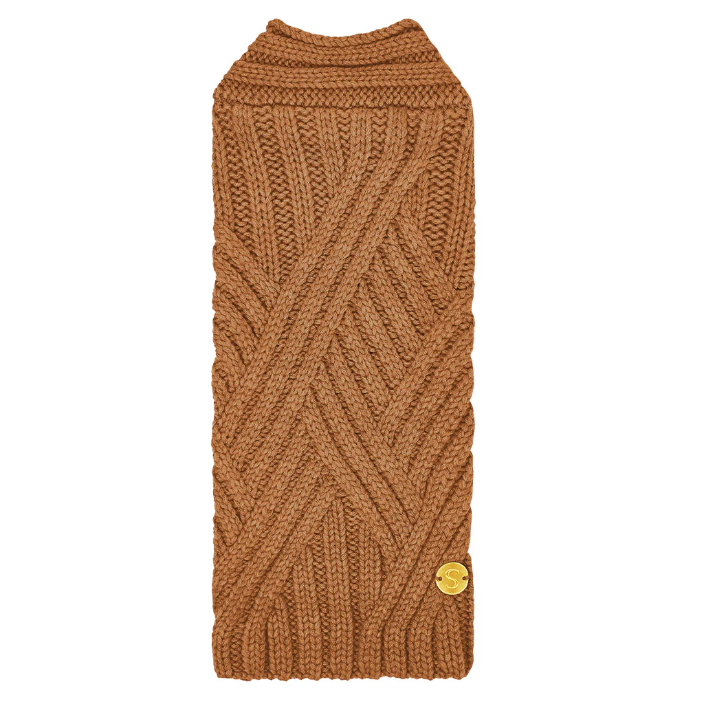 Merino Wool Weave Knit Dog Sweater - Caramel - Image 3