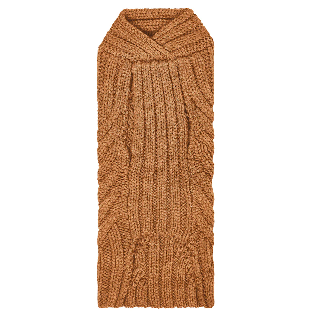 Merino Wool Weave Knit Dog Sweater - Caramel - Image 4