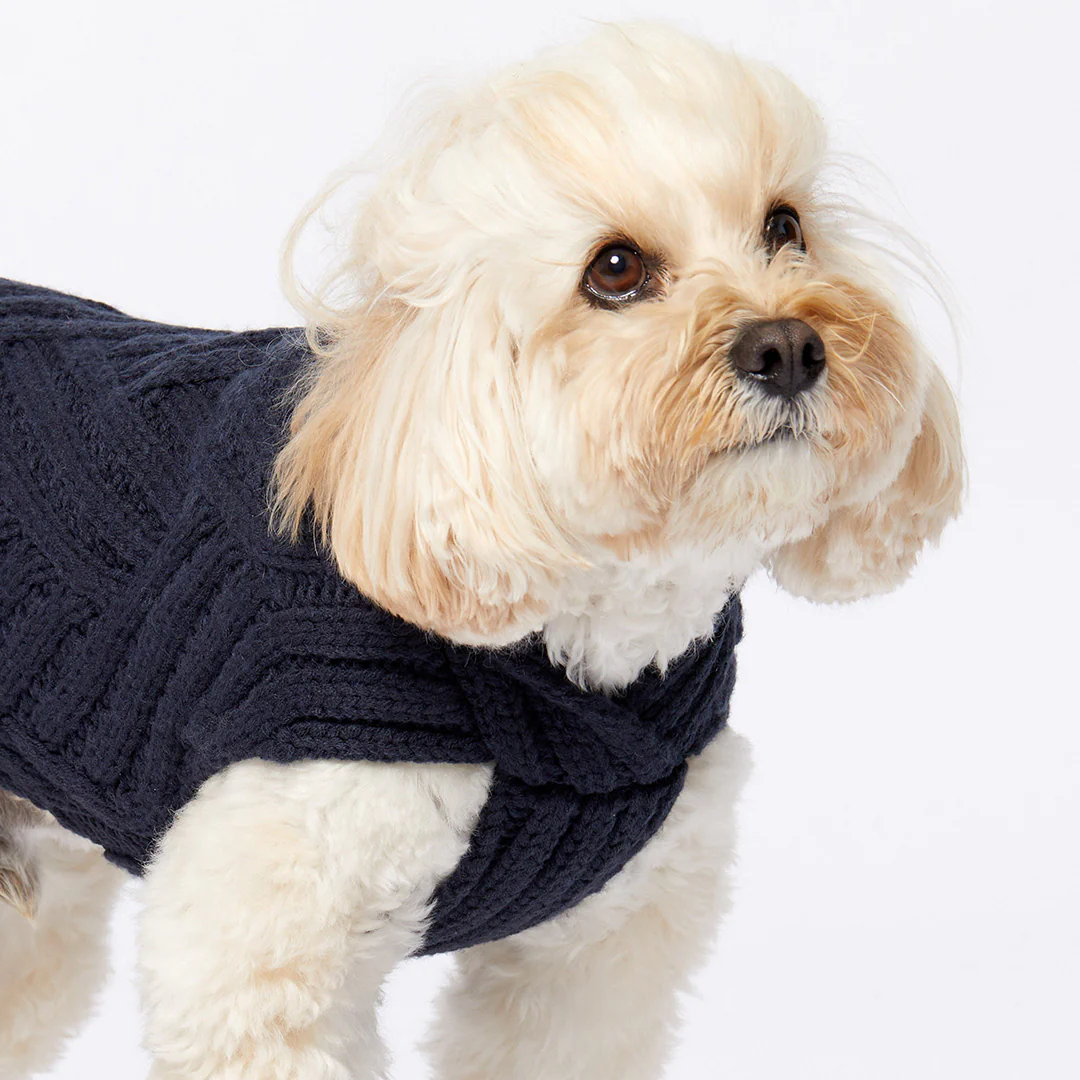 Merino Wool Weave Knit Dog Sweater - Indigo - Image 6